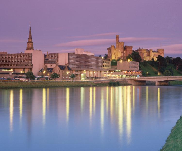 A Dramatic Sunset Across The River Ness Towards The Castle And Town Centre Inverness