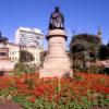 James Watt Statue And Flower Beds In George Square Glasgow