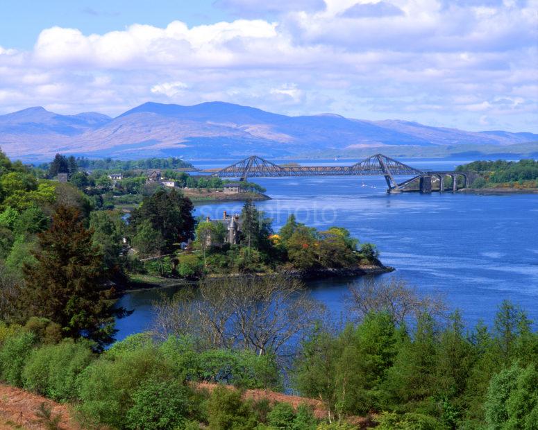 Ununsual View Towards Connel Village And Bridge With The Hills Of Mull L Etive