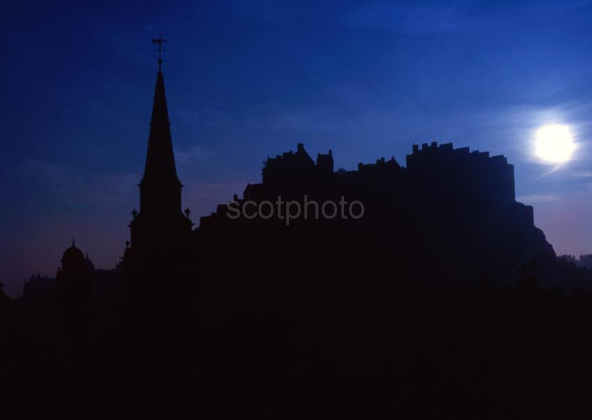 Edinburgh Castle Silhouette At Dusk