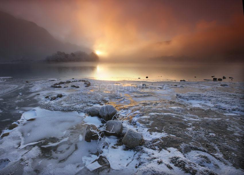 Wiinter Sunset Shore Of Loch Shiel Nr Glenfinnan