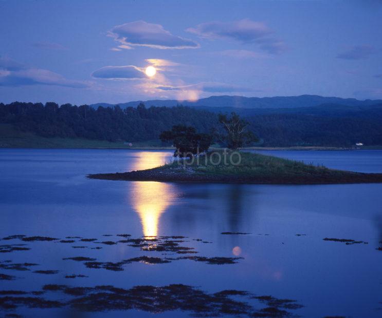 Moonshine Reflects On The Still Waters Of Loch Etive Argyll