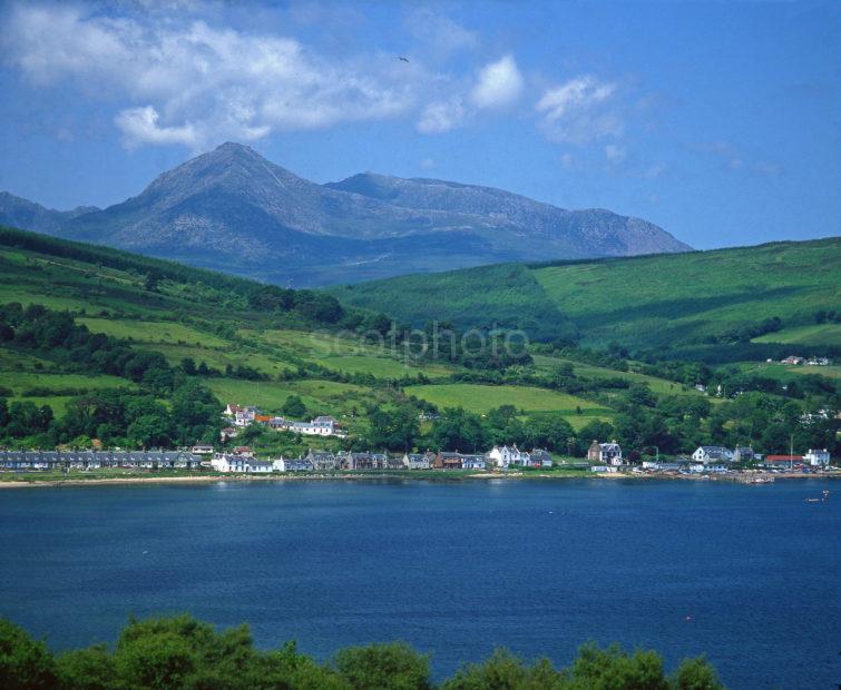 Goatfell Overlooks The Town Of Lamlash Isle Of Arran