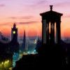Sunset Silhouetter Over Edinburgh From Calton Hill And Princes Street