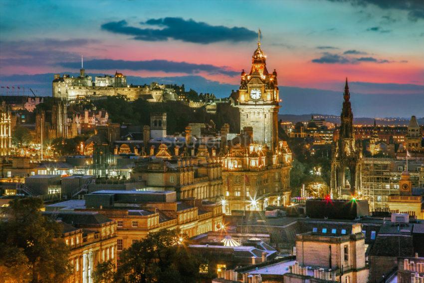 EDINBURGH AT NIGHT FROM CALTON HILL