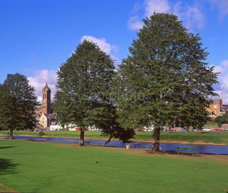 A Beautiful Summer Scene In The Borders Town Of Peebles Situated On The Banks Of The River Tweed Borders