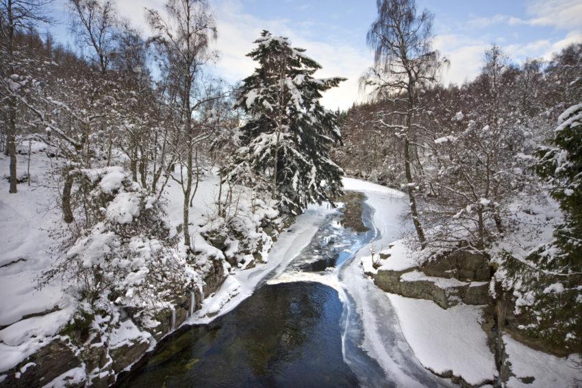 Winter Scene Feshiebridge And River Feshie