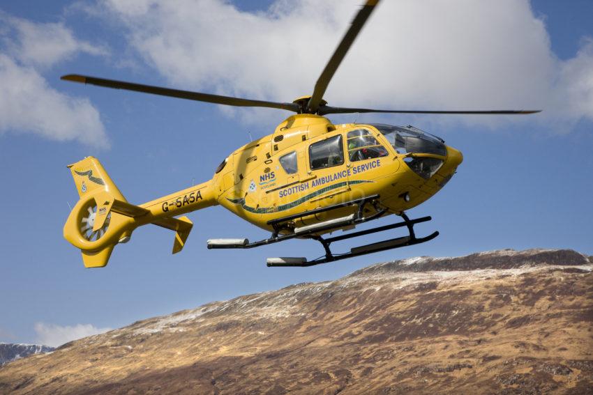 0I5D8021 An Air Ambulance EC135 Lifts Off From Fort William