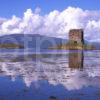 Castle Stalker From Appin Shore With People And Yacht Argyll