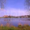 A Pleasant Springtime View From The Shore Of Linlithgow Loch Towards Linlithgow And The Palace Midlothian