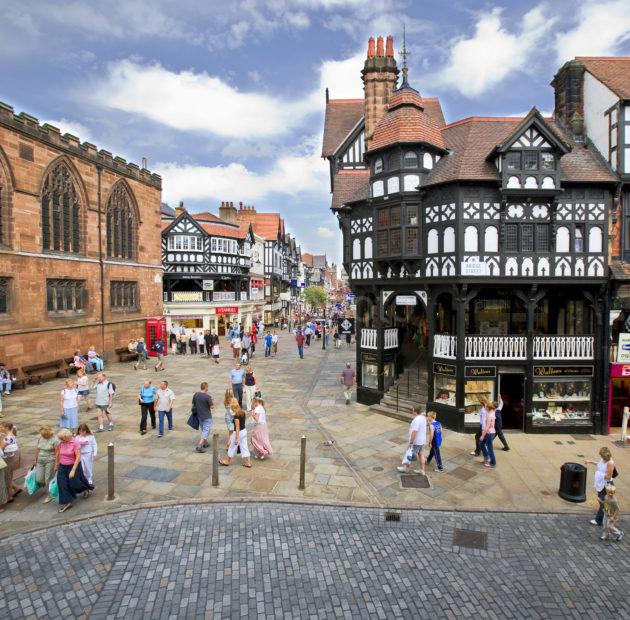 Chester Cross From The Rows Towards Eastgate