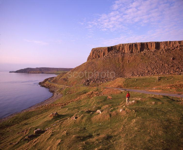 Evening View Of Rugged Coastline Around Lub Score Towards Duntulm Castle Trotternish Isle Of Skye