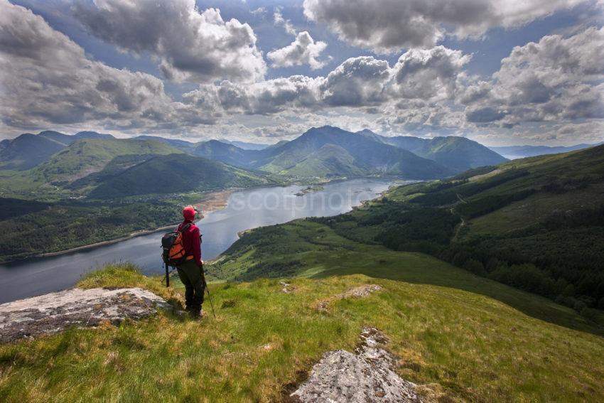 0I5D7173 HILLWALKER WITH STUNNING VIEW LOCH LEVEN