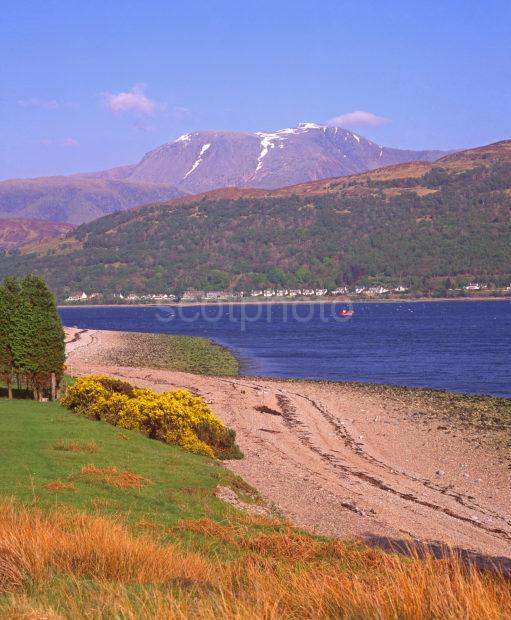 Lovely Spring View Towards Ben Nevis And Fort William From Across Loch Eil Lochaber