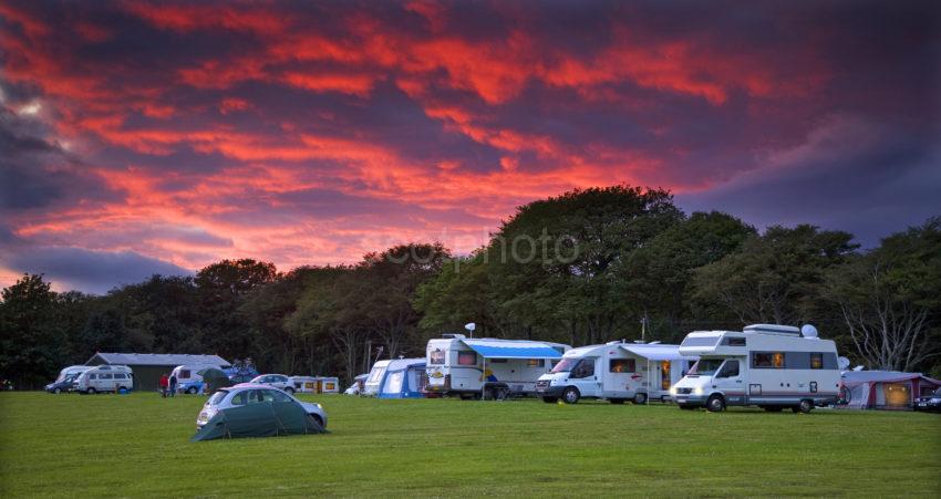 Camping And Caravan Site At Sunset North Argyll