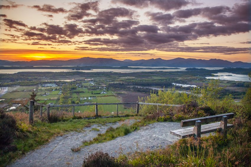 Sunset from Eagles Eyrie Viewpoint on Ben Lora overlooking Benderloch, Argyll