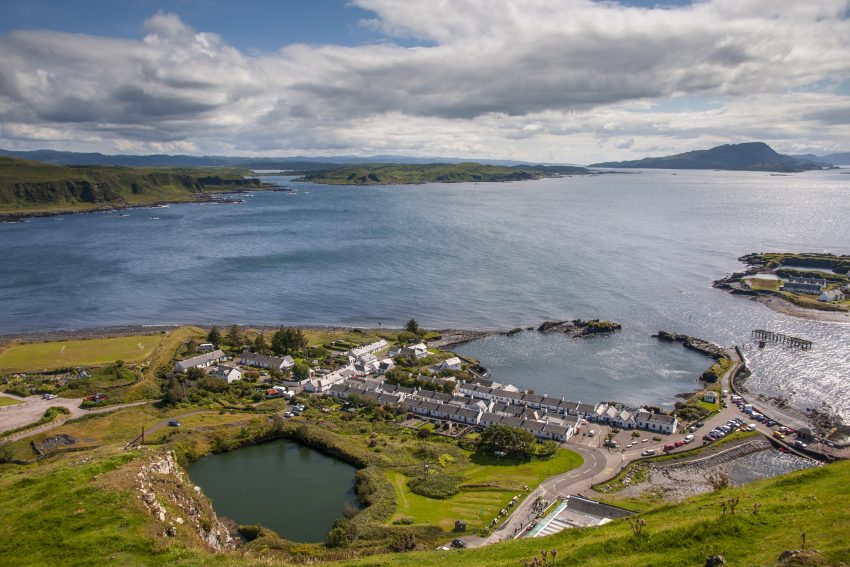 Summer view overlooking Ellenabeich and Easdale Island, Argyll