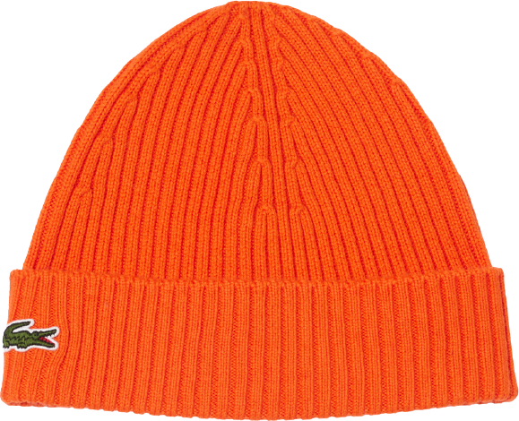 Lacoste Rib Knit Brushed Wool Beanie Orange