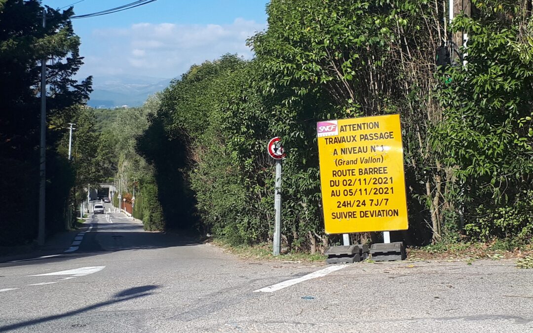 Travaux SNCF secteur Grand Vallon : fermeture du passage à niveau du 2 au 5 novembre