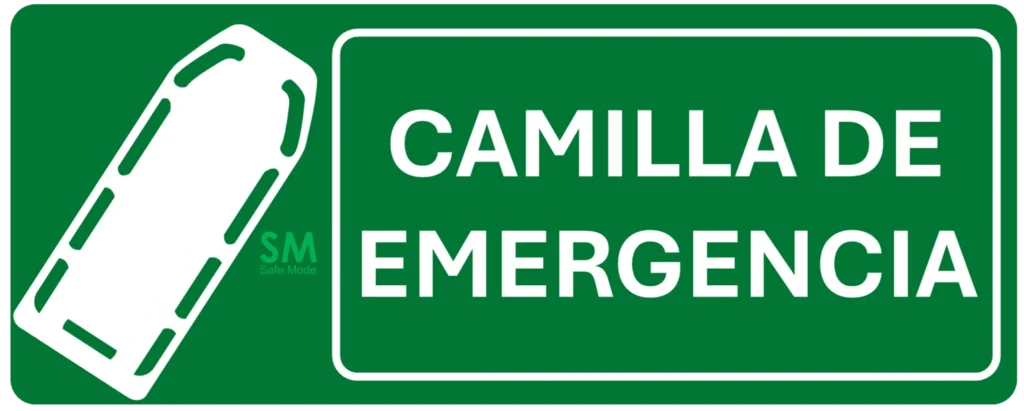 Señalización horizontal de camilla de emergencia color verde