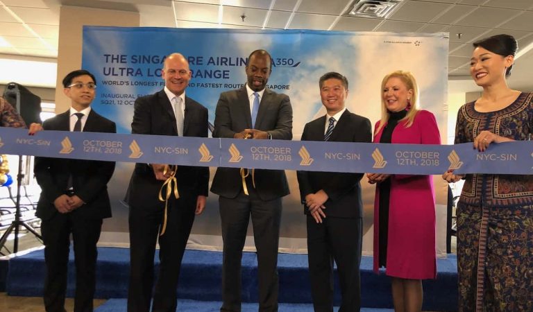 Singapore Airlines World’s Longest Flight EWR-SIN Inaugural – October 2018