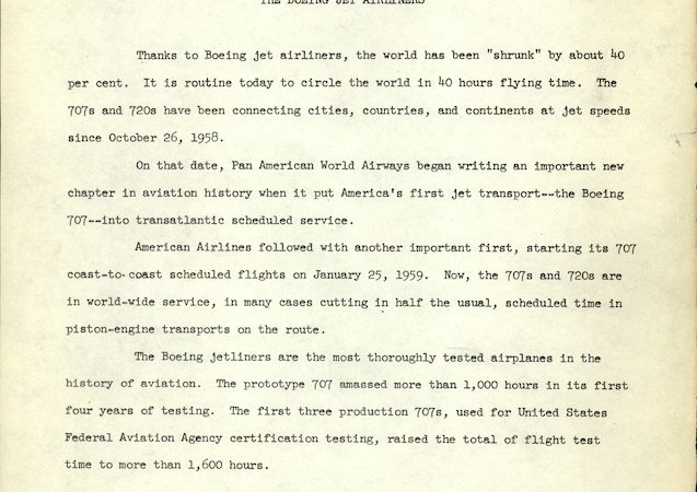 Boeing Background on Boeing Release S-6629 Nov 1961 from La Jetée Press