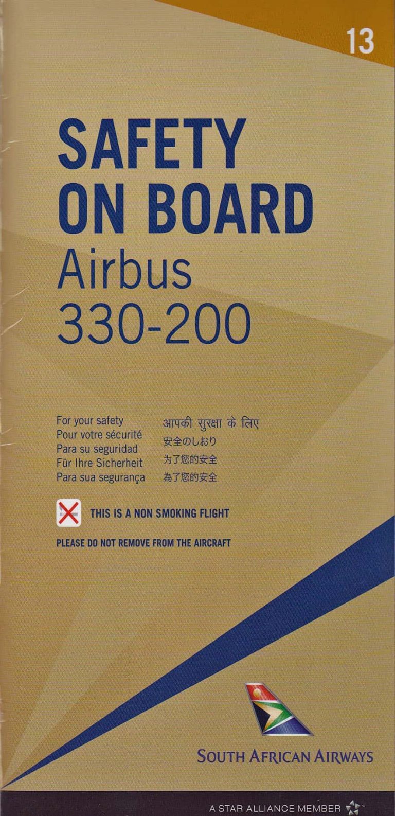 South African Airways Airbus A330-200 Safety Card - The Airchive 2.0