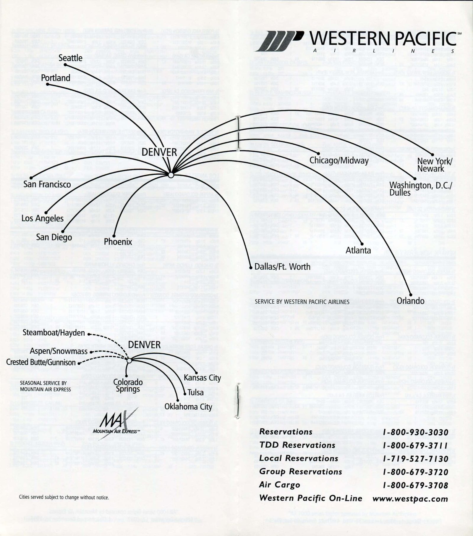 Western Pacific Timetables and Route Maps The Airchive 2.0