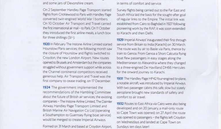 British Airways History Brochure at Speedbird Centre Waterside, UK