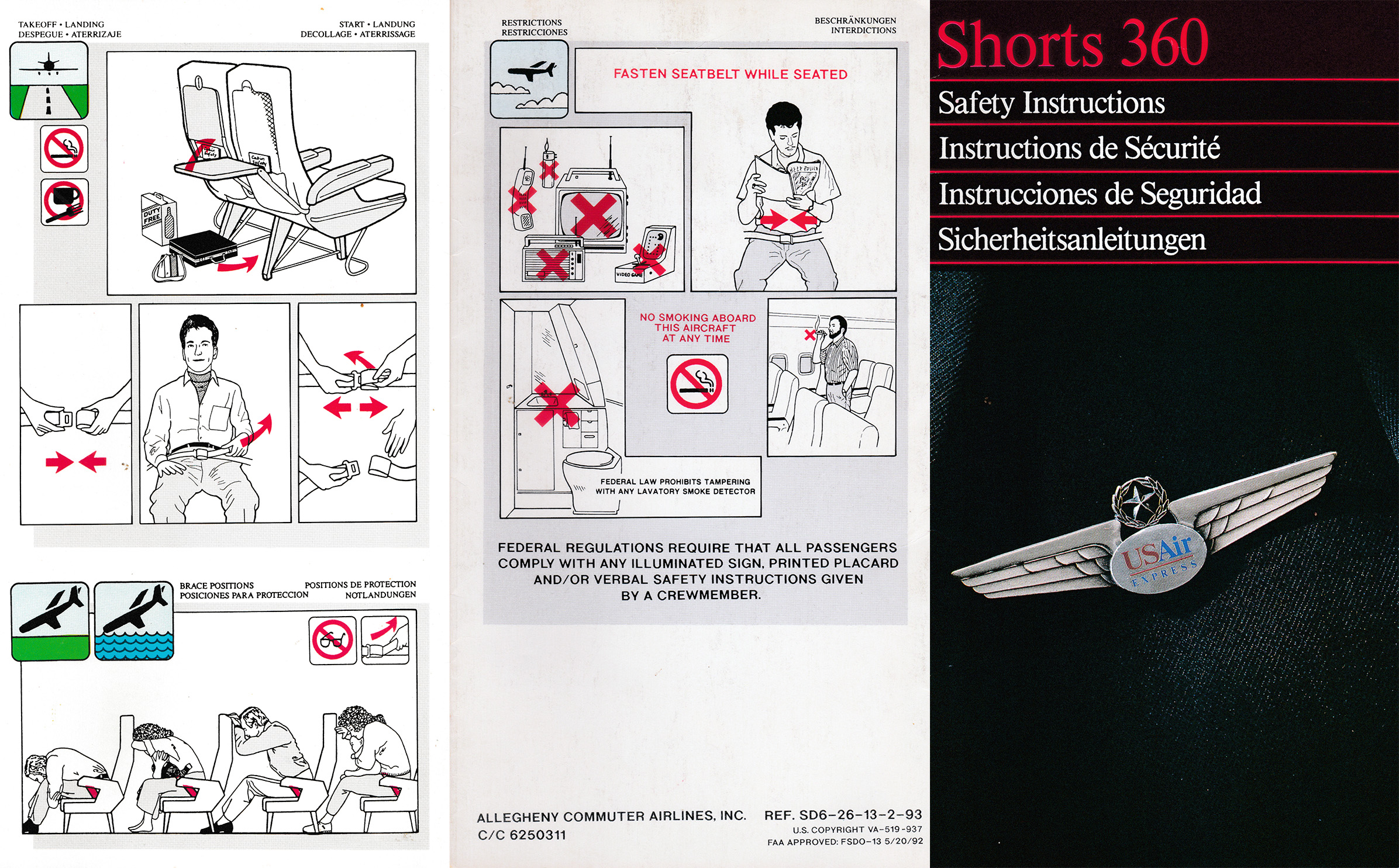 US Air Express Shorts 360 Safety Card 1992 - The Airchive 2.0 US Air Express Shorts 360 Safety Card 1992 - The Airchive 2.0