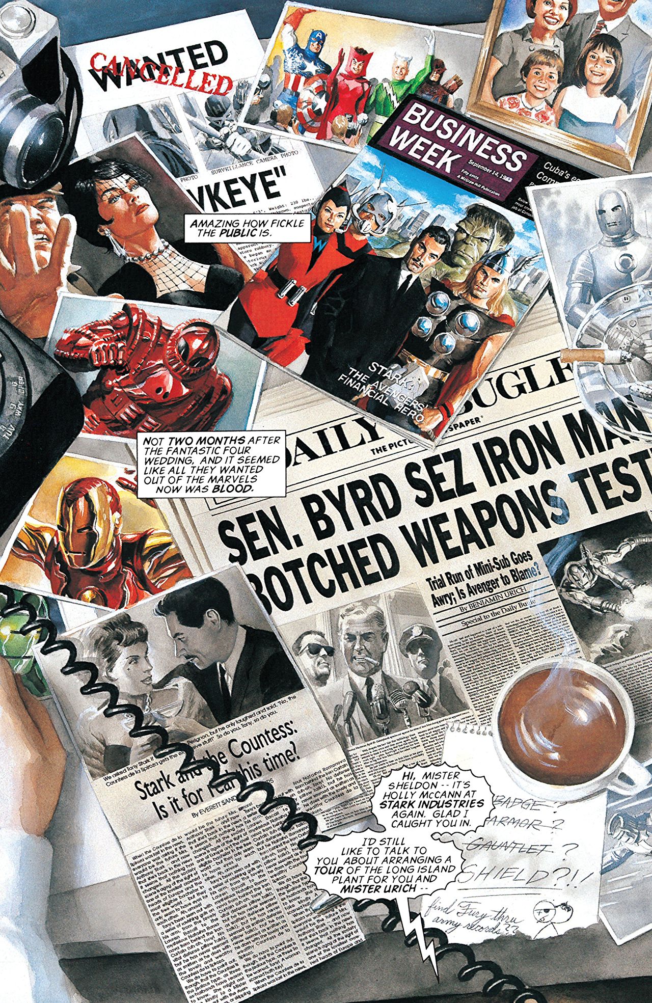 Splash Page of Phil Sheldon's Desk from Marvels #3.