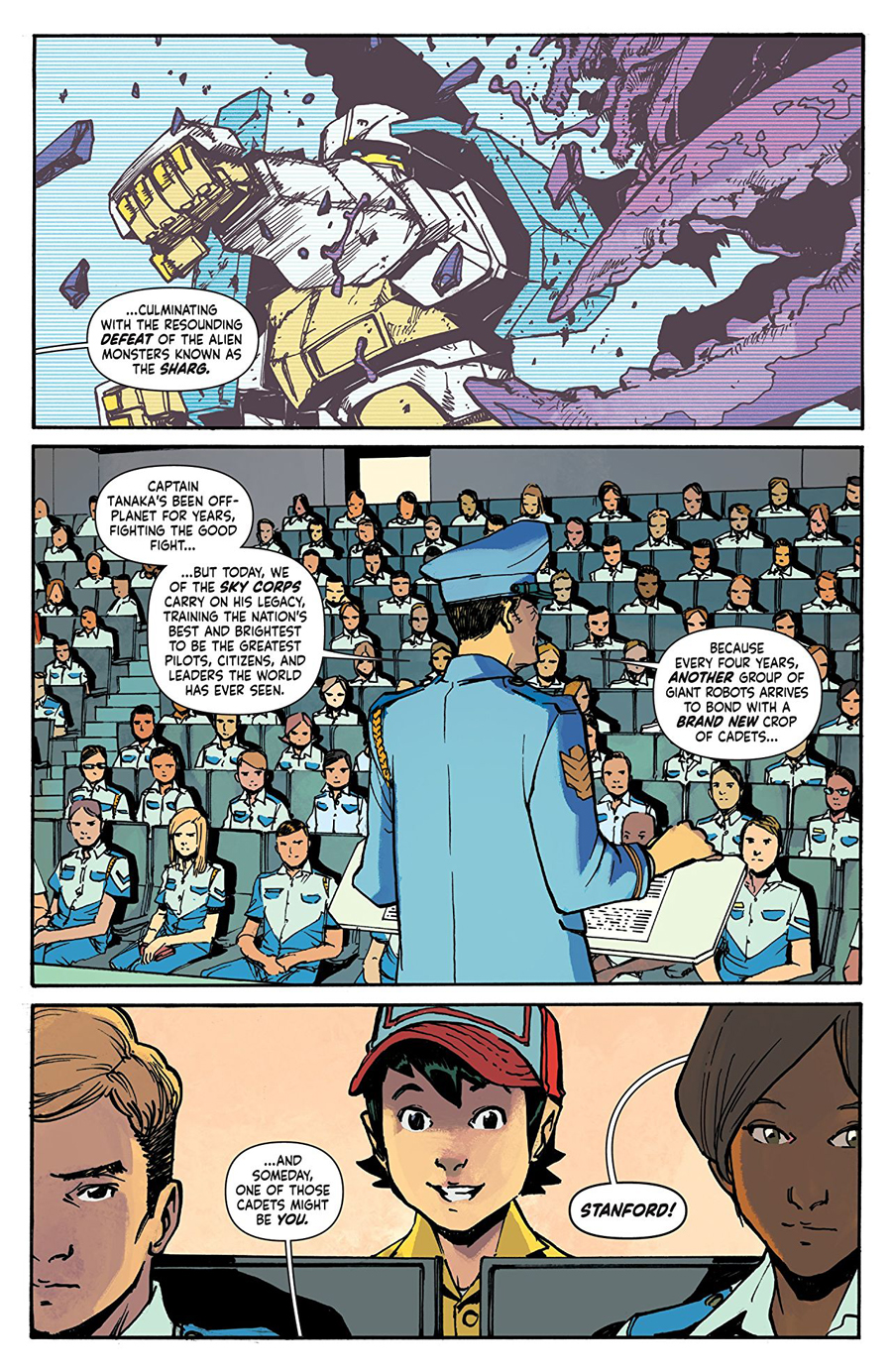 Stanford working as a janitor in Mech cadet Yu Vol. 1.