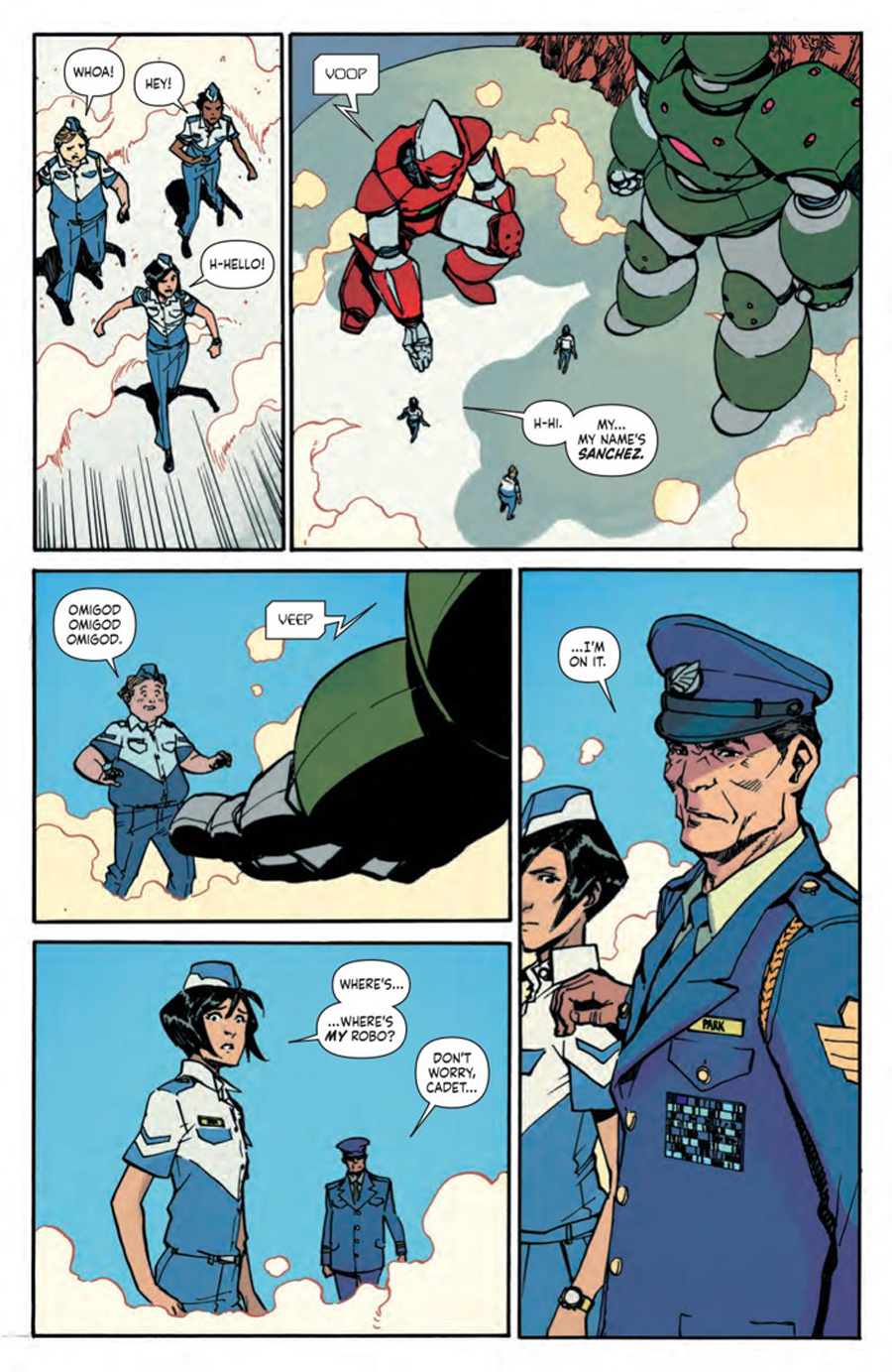 Park rejected by the robos in Mech Cadet Yu Vol. 1.