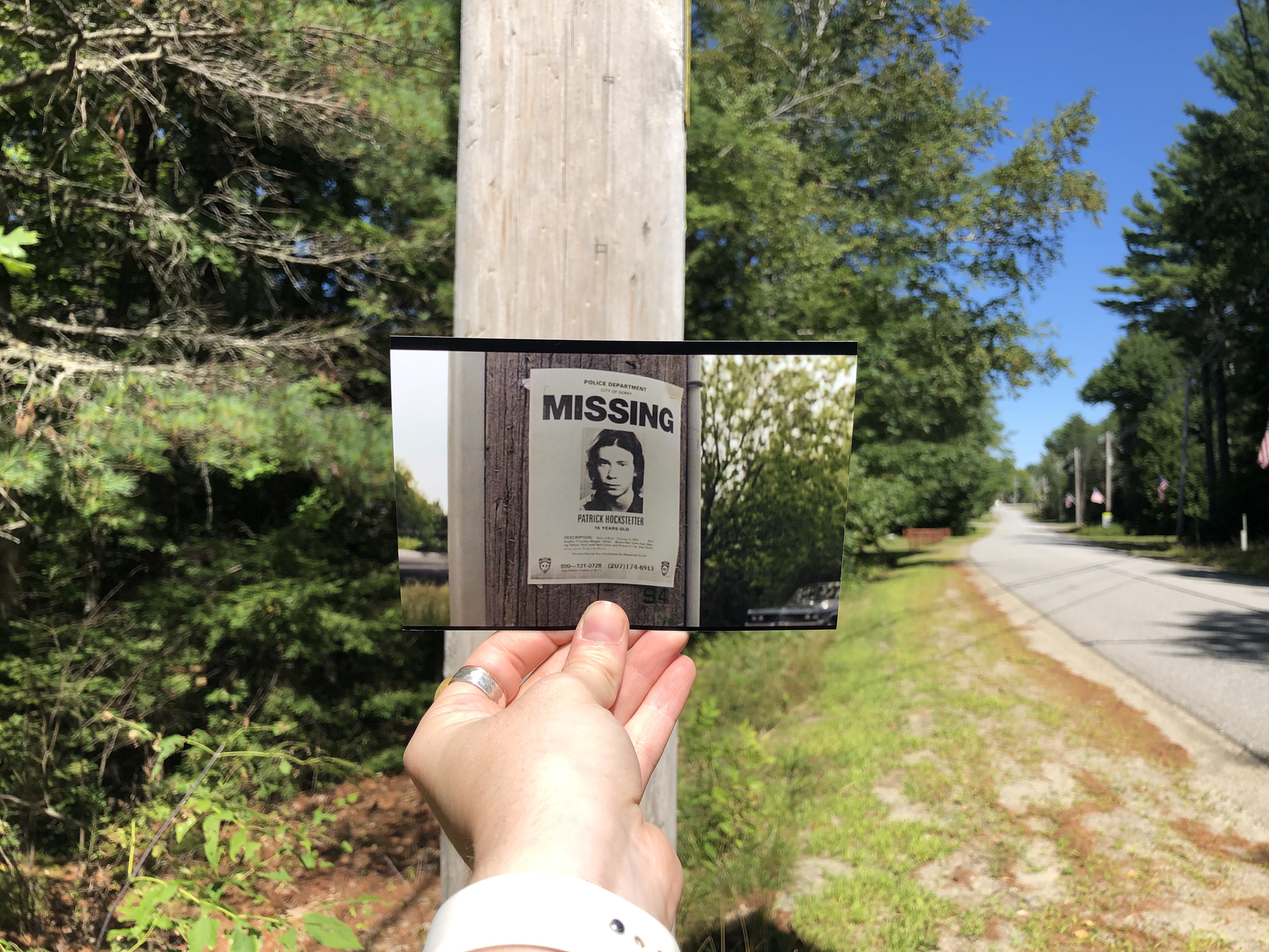 A photo taken from IT Chapter 1 of a missing persons flyer put in the actual location that inspired the image.