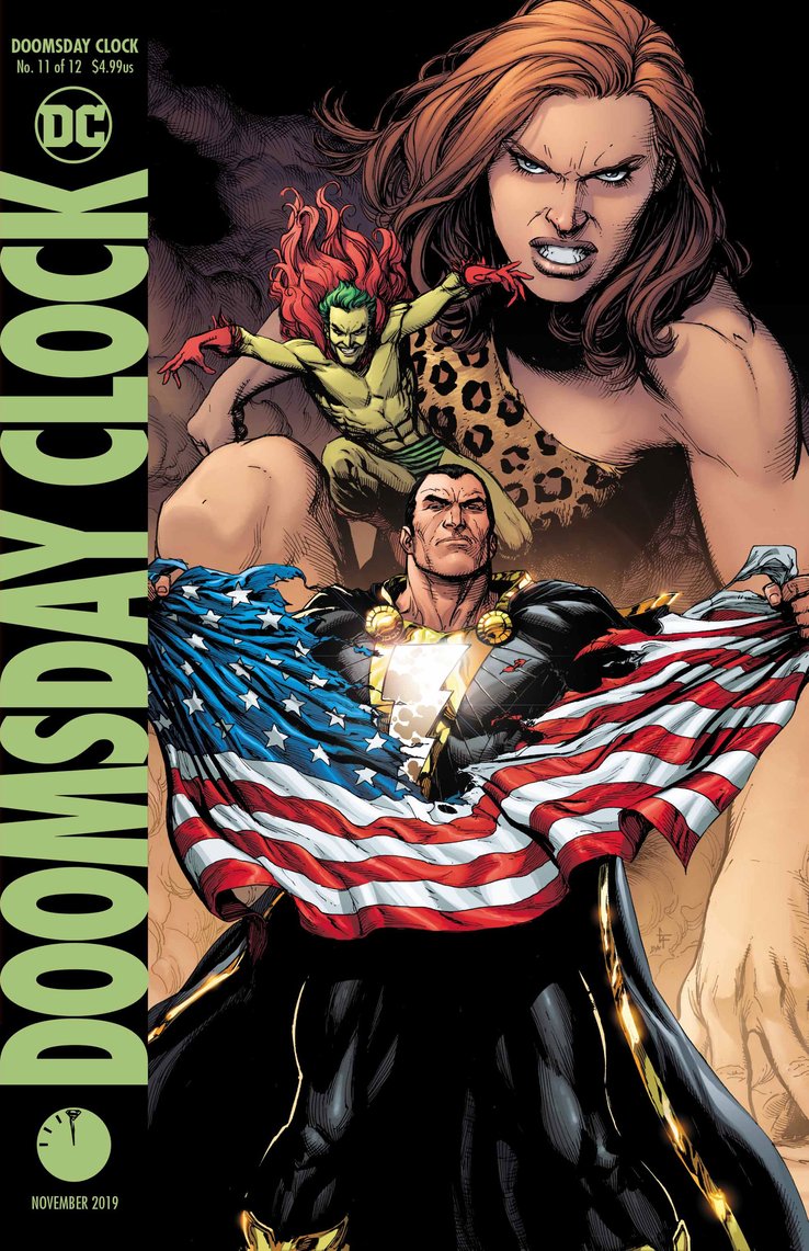 Doomsday Clock #11: Cover, Black Adam rips American Flag.