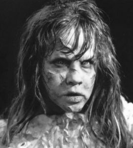 Linda Blair's final make-up as possessed Regan in The Exorcist.