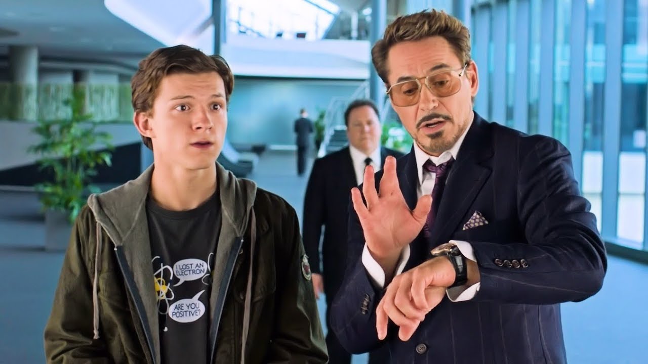 Tony Stark (Robert Downey Jr.) and Peter Parker (Tom Holland) are all business
