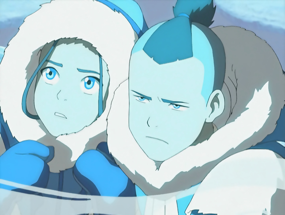 Sokka protects his sister Katara.