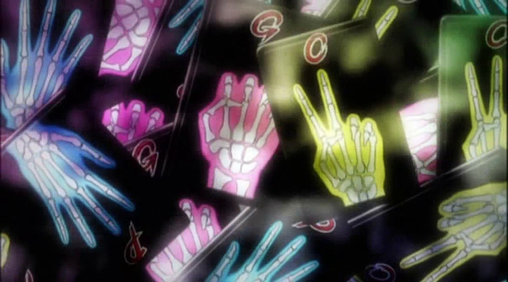 The Rock, Paper, Scissor cards that the characters use to gamble with. The cards have skeletal hands printed on them in different positions to stand for the rock, paper, or scissors.