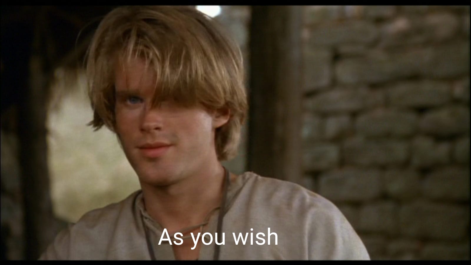 Westley, delivering his iconic phrase "as you wish."