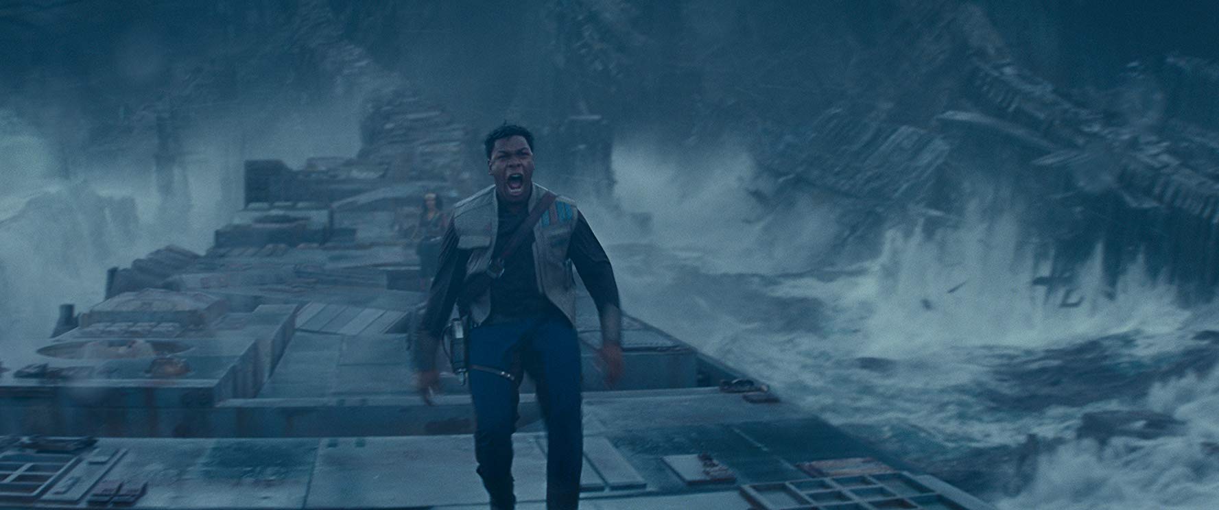 Finn yells after Rey when she is in danger