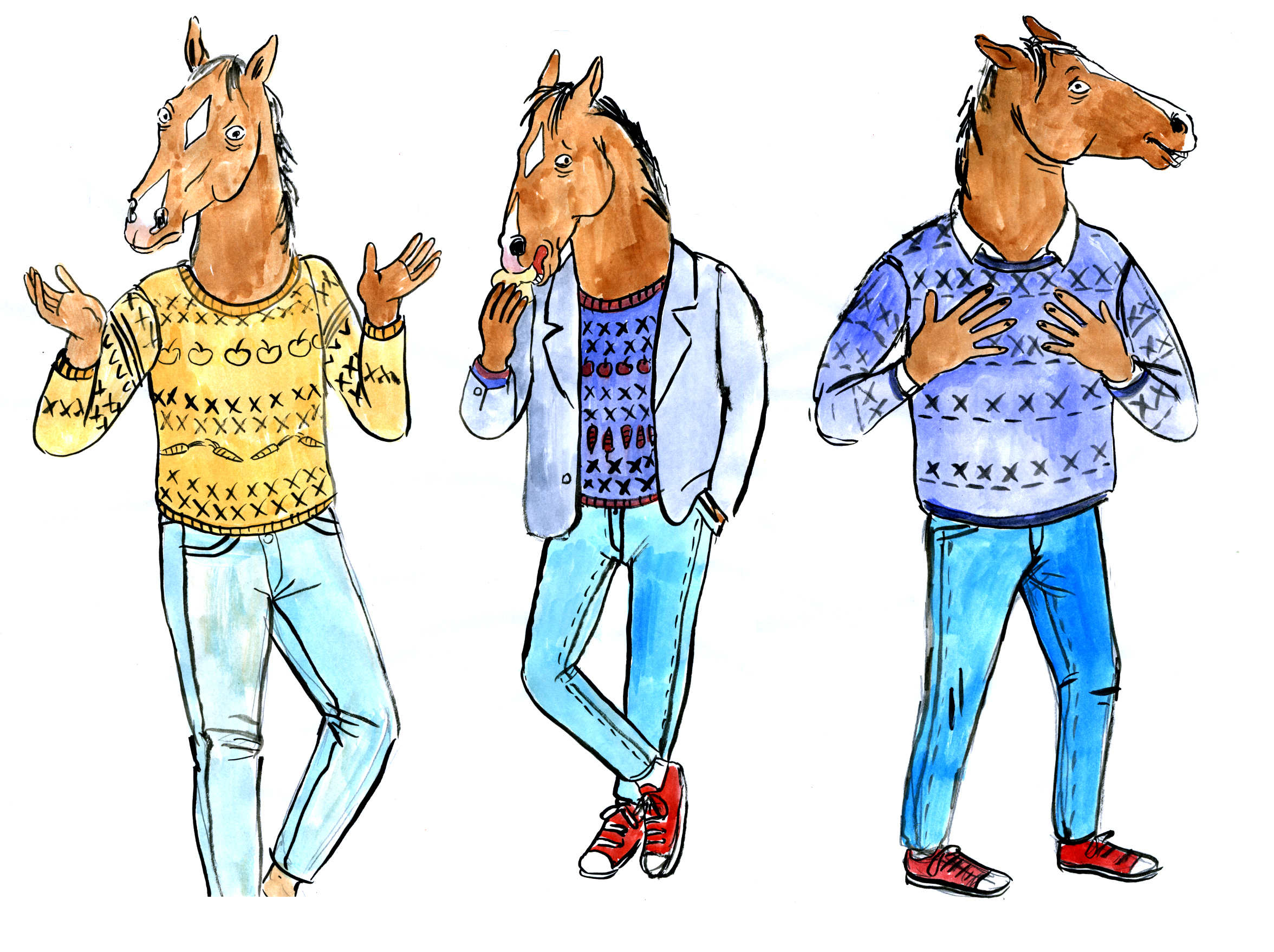 Lisa Hanawalt's designs of Bojack.