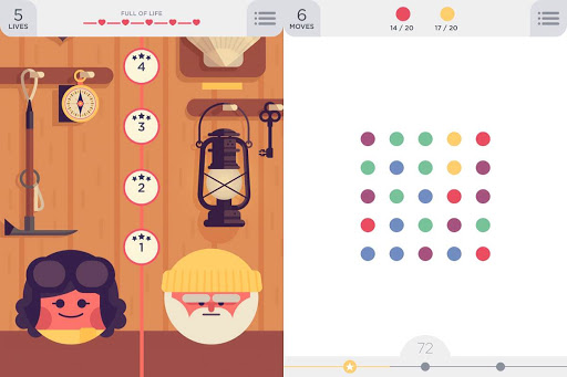 "Two Dots" home and play screen provides zen and fun entertainment.
