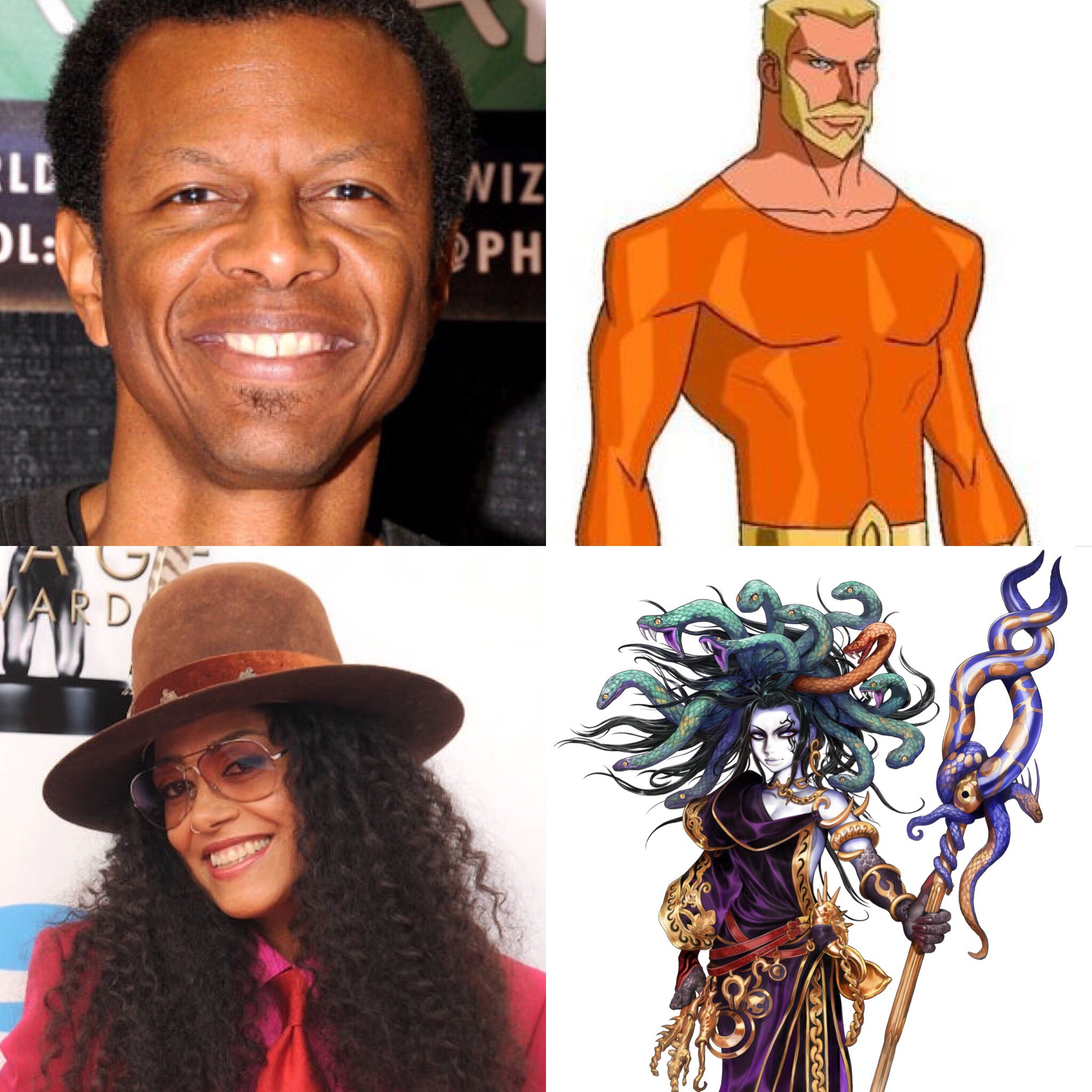 Phil LaMarr, Aquaman, Cree Summer, and Medusa