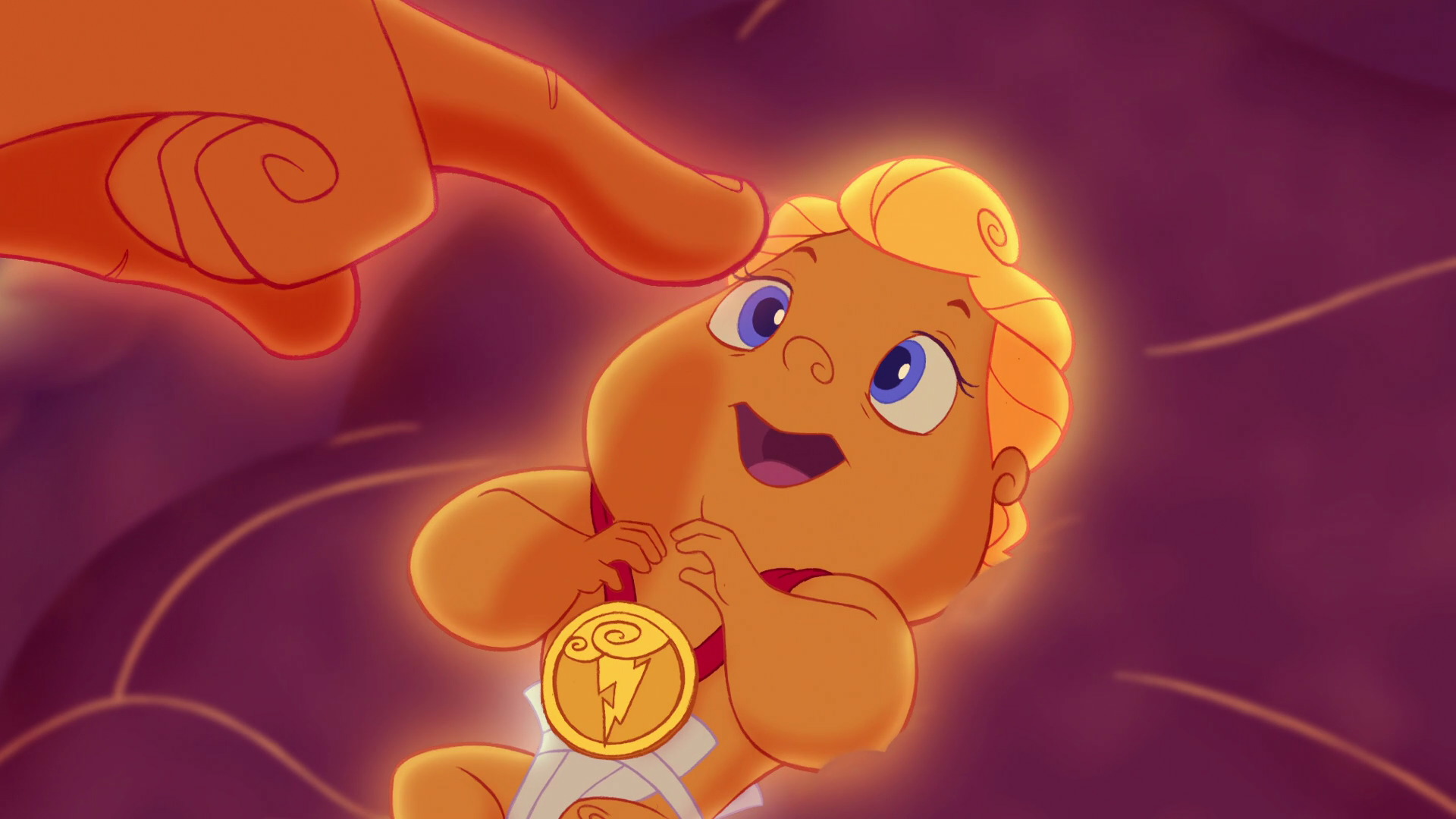 Disney's Hercules as a baby with his father, Zues.