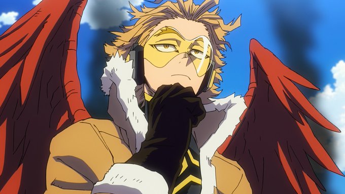 Picture of hawks as he makes his debut from manga to the my hero academia heroes rising film.