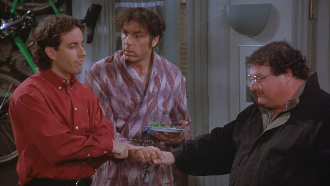 Kramer, Jerry, and Newman in the "bad hair" episode.