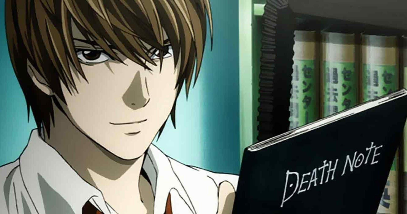 Light Yagami holding the death note.