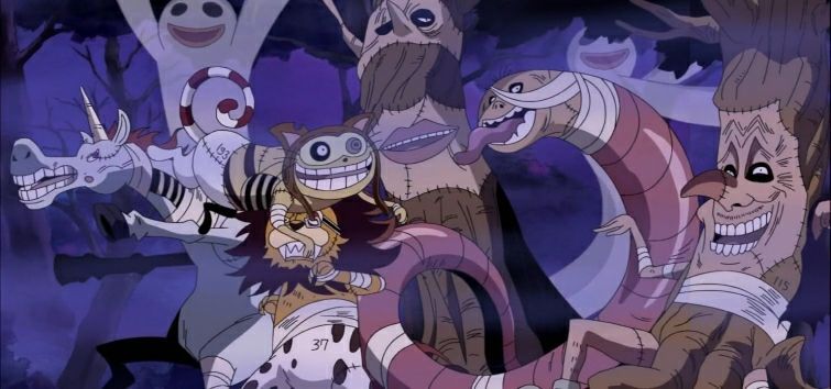 A variety of zombies, and a ghost, that can be found on Thriller bark.