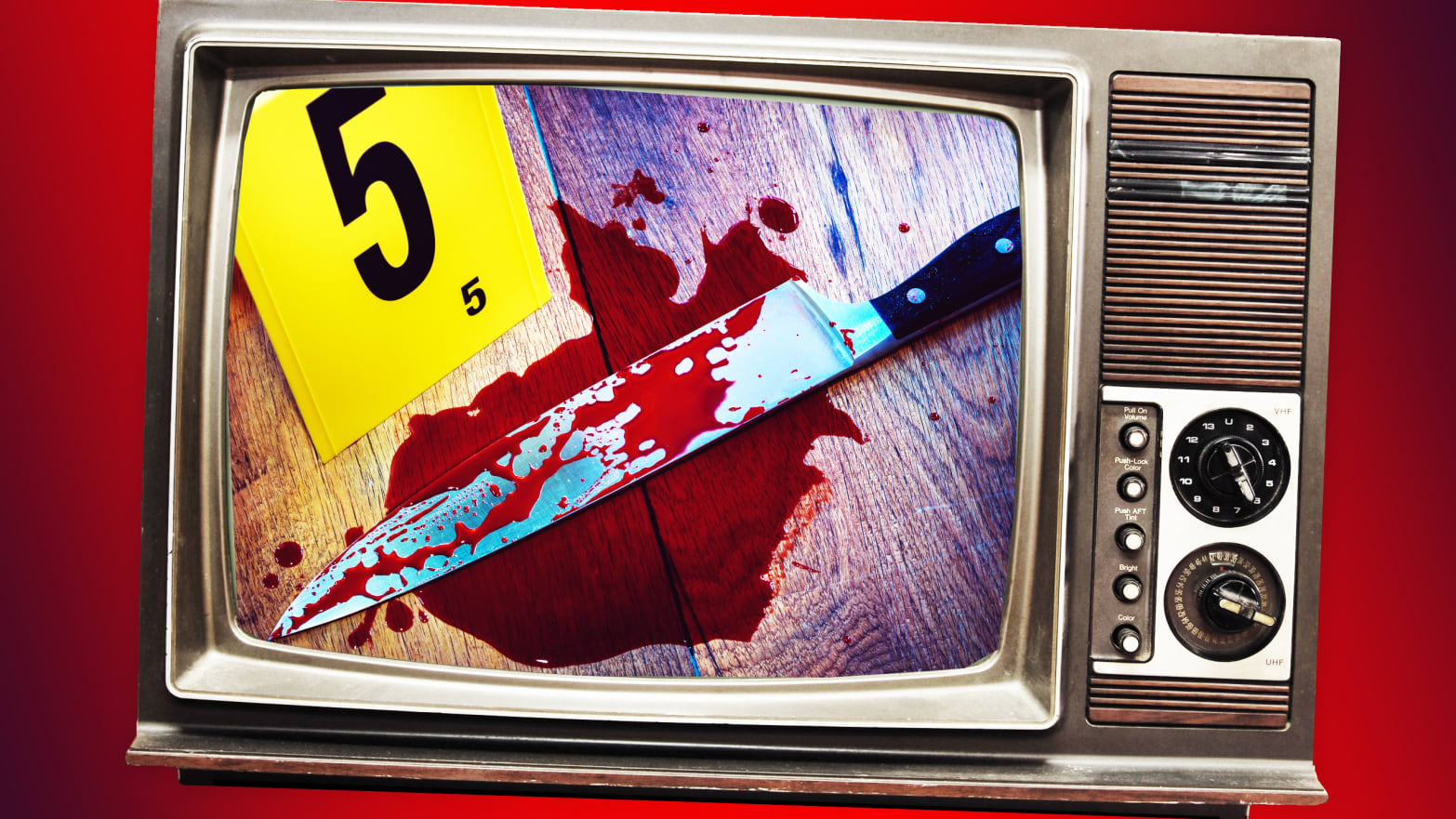 True Crime. Bloody Knife and Television Set. 